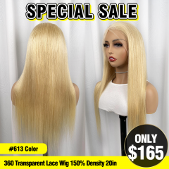 SPECIAL SALE 20inch #613 Color Straight 360 Transparent Lace Wig 150% Density (Sales products, do not accept refundreturn)