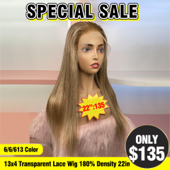 SPECIAL SALE 22inch 6/6/618 Color Straight 13x4 Transparent Lace Front Wig 180% Density (Sales products, do not accept refund/return)
