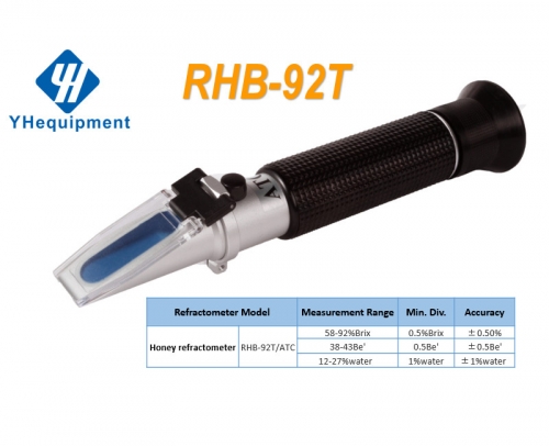 RHB-92T ATC Honey 58-92%Brix 38-43Be 12-27%Water optical refractometer