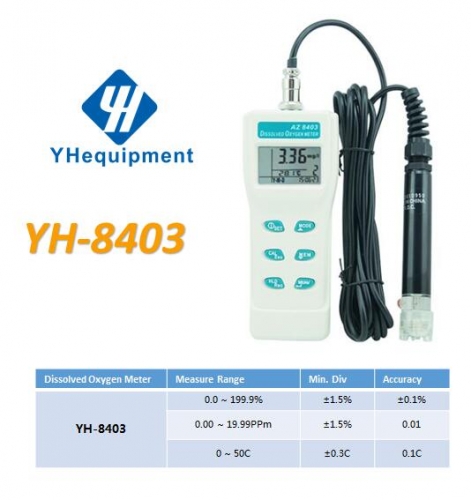 YH-8403 Professional Digital LCD Display Dissolved Oxygen DO Meter Tester 0~199.9% / 0~19.99 PPM / 0~19.99 mg/I Range
