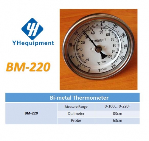 BM-220 Bi-metal Thermometer -10-100C; 0~220F Degree, Brewer Thermometer