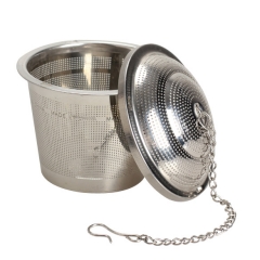 TB-01  Silver Reusable 304 Stainless Mesh Herbal Ball Tea Spice Strainer Teakettle Locking Tea Filter