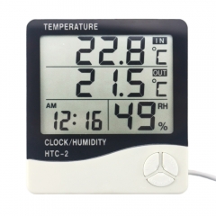 HTC-2 High Quality Room Indoor and Outdoor Electronic Temperature Humidity Meter Digital Thermometer Hygrometer Weather Station Alarm Clock