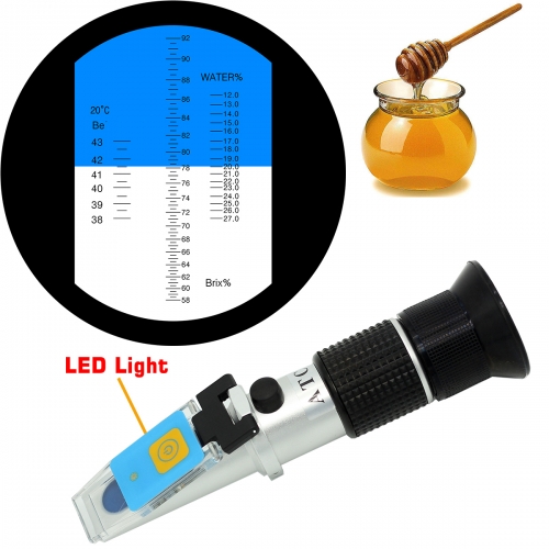 LED-RHB-92T ATC Honey 58-92%Brix 38-43Be 13-27%Water optical refractometer