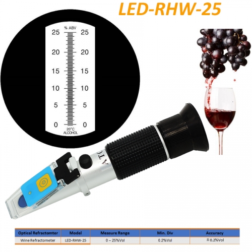 LED-RHW-25V ATC alcohol 0-25%Vol optical refractometer
