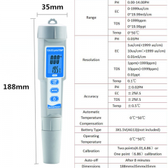 Multifunctional PH-968 4in1 PH/EC/TDS/Temperature Digital Water Quality Tester Portable Monitor Meter Pen 0-14PH Measuring Tool