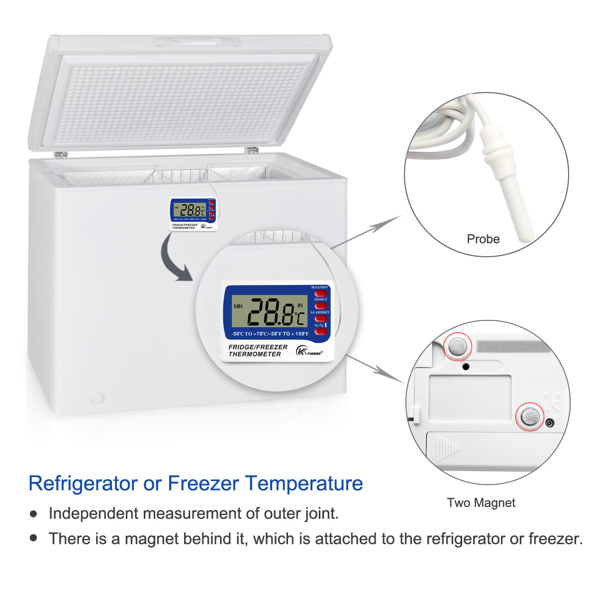 Digital Freezer Thermometer with Alarm Function Refrigerator