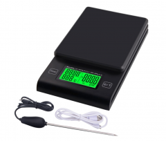 CS05A-1KG 1000g 0.1g Hand Coffee Scale with Timer Temperature Probe Digital Kitchen Scale LCD Electronic Scale 1000G/0.1G-2000G/1G