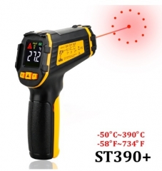ST390+ Digital Infrared Thermometer Laser Temperature Meter Non-contact Pyrometer Imager Hygrometer IR Termometro Color LCD Light Alarm