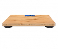 LCD display in blue backlit natural bamboo platform personal body weighing scale balance
