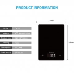 Black Glass Cheap 15 Kg big Capacity Weighing Food Digital Kitchen Scale Electronic