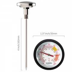 YH-B-3E Stainless steel dial pocket thermometer for tea milk coffee water temperature with clip