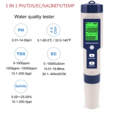 PH-9909 5 In 1 PH/TDS/EC/Salinity/Temperature Tester Pen Waterproof Multi-Function Meter