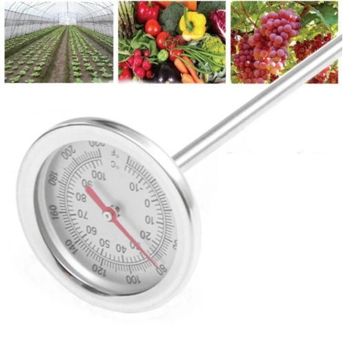 SP-S09 20in Compost Soil Thermometer Premium Stainless Steel Metal Probe Length 500MM 0°～120° / 0°~220°