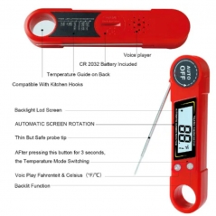 KT-100 Talking Instant Read Cooking Digital Meat Thermometer with LCD Display Voice Function for Kitchen BBQ Grilling Food Milk Candy