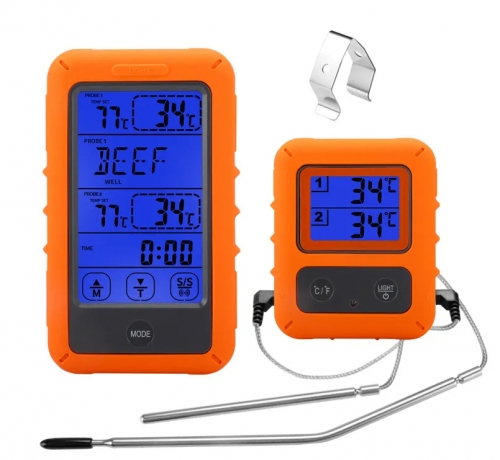 KT-TSTP20 Kitchen Thermometer Wireless Touch Screen BBQ Cooking Thermometer Dual Channel Digital Display Backlit Function