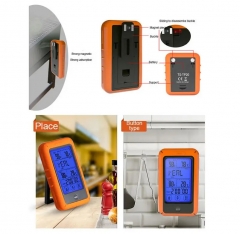 KT-TSTP20 Kitchen Thermometer Wireless Touch Screen BBQ Cooking Thermometer Dual Channel Digital Display Backlit Function