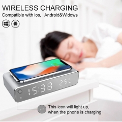 DT-70 Fast Wireless Charger LED Alarm Clock Phone Wireless Charger Charging Pad Thermometer For IPhone 11 Pro XS Max X 8 Plus