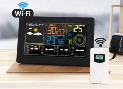 DT-FJW4 Digital Alarm Wall Clock Weather Station wifi Indoor Outdoor Temperature Humidity Pressure Wind Weather Forecast LCD