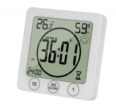 TM-142 LCD Bathroom Wall Clock Temperature Humidity Countdown Waterproof Shower Timer