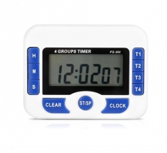 PS-360 Multifunction 4 Group Display LCD Digital Kitchen Timer Countdown Alarm Clock With Stand Kitchen Timer Cooking Timer Alarm Clock