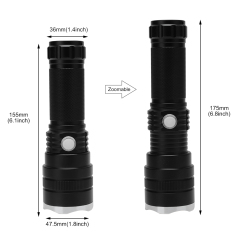 Rechargeable Aluminum Torch Zooming Dimmer XHP50 LED Flashlight Power by 18650/26650