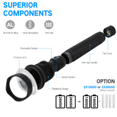 XHP70 Zoom Aluminum USB Rechargeable Tactical LED Flashlight