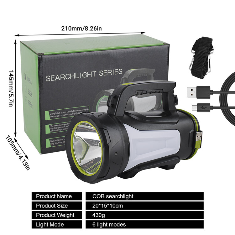 USB Rechargeable Search light, Waterproof Handheld Marine LED Searchlight