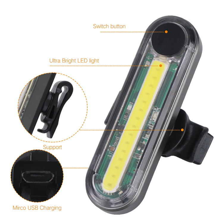 Waterproof Night Riding Accessories Custom Logo Rechargeable Usb Led Bike rear Light