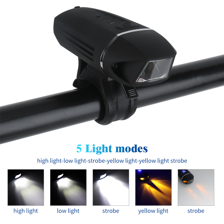 Rechargeable 350 Lumens Bike Light Front Bicycle Lights USB IP64 Waterproof for Cycling