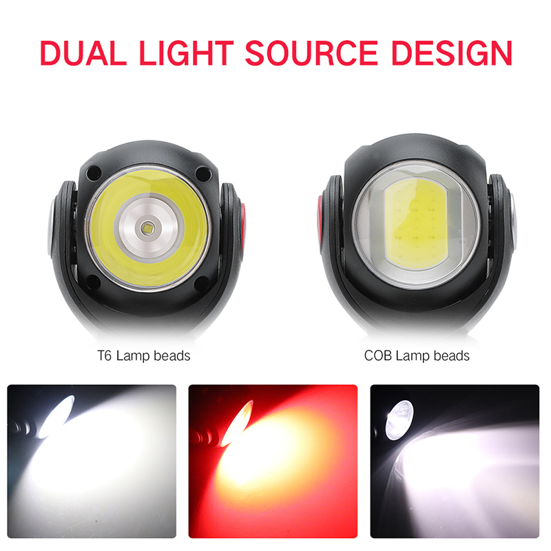 New Product Front and Back T6 COB Lamp Beads Headlamp Rechargeable White and Red Emitting light