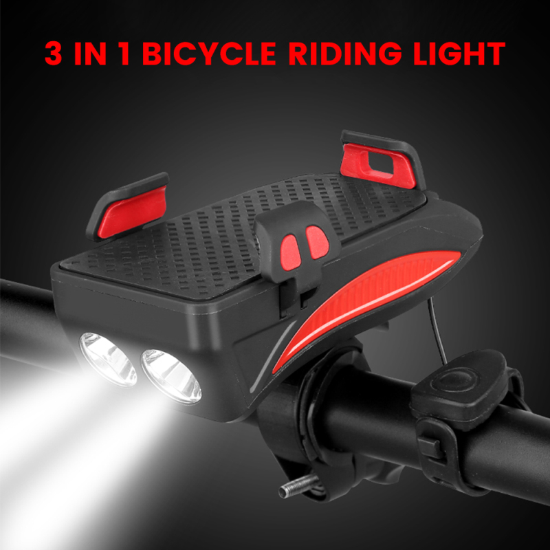 4 in 1 multi function bike light waterproof USB rechargeable bike accessories bicycle front light with horn