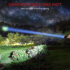 BORUiT C8 Super brightest 1050 Lumen LED Torch, Super Bright 1km Long Range White Laser Flashlight with rechargeable battery