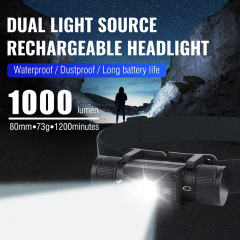 BORUIT HP300 1000 Lumens Type C LED Headlamp IPX6 Waterproof Headtorch