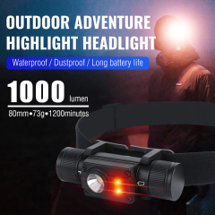 BORUiT HP500 High Power Type C LED Headlamp IPX6 Waterproof Rechargeable Headtorch for Camping Red Light For Hunting Headtorch