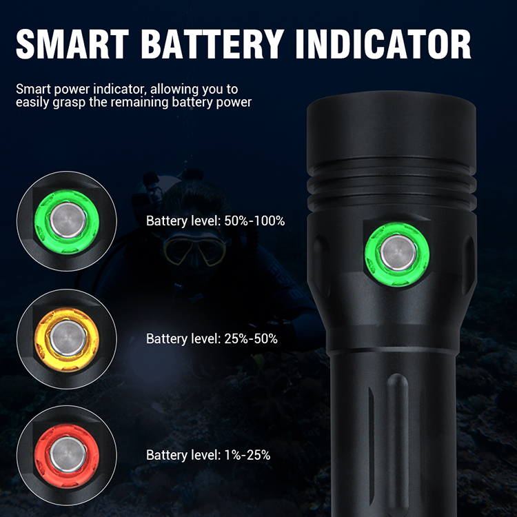 BORUiT 1500lm 20W Diving Flashlight