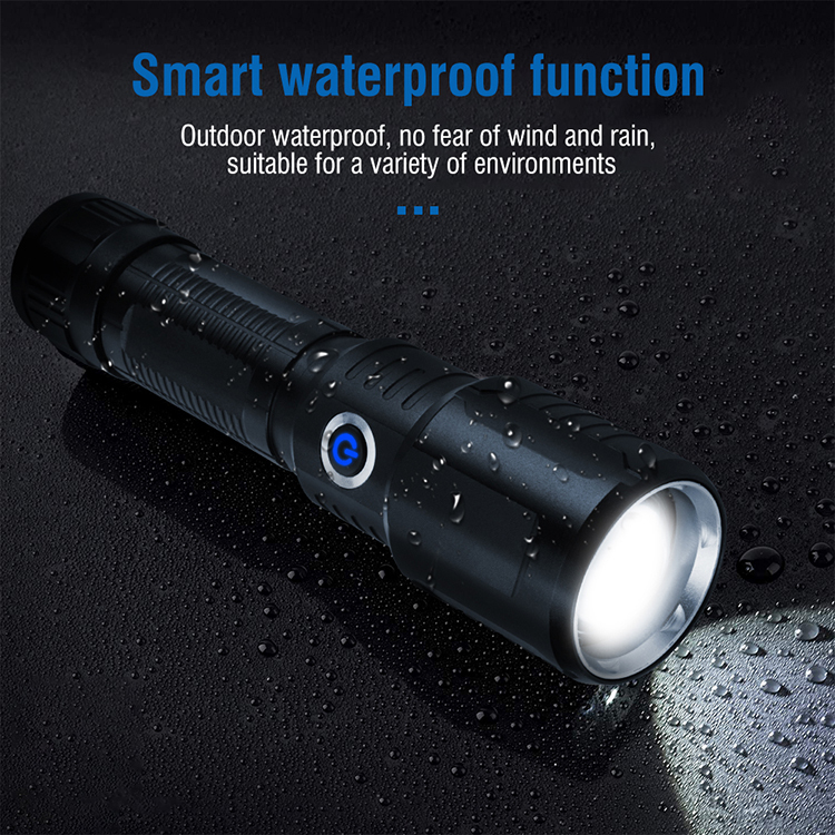 BORUiT 5000lm 500m Super Bright Zoomable Flashlight Portable Powerbank LED Flashlight Torch Lantern