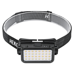 BORUiT 32 LED Super Bright Headlamp USB C Charging Waterproof Headlight White Warm Light with Power Indication