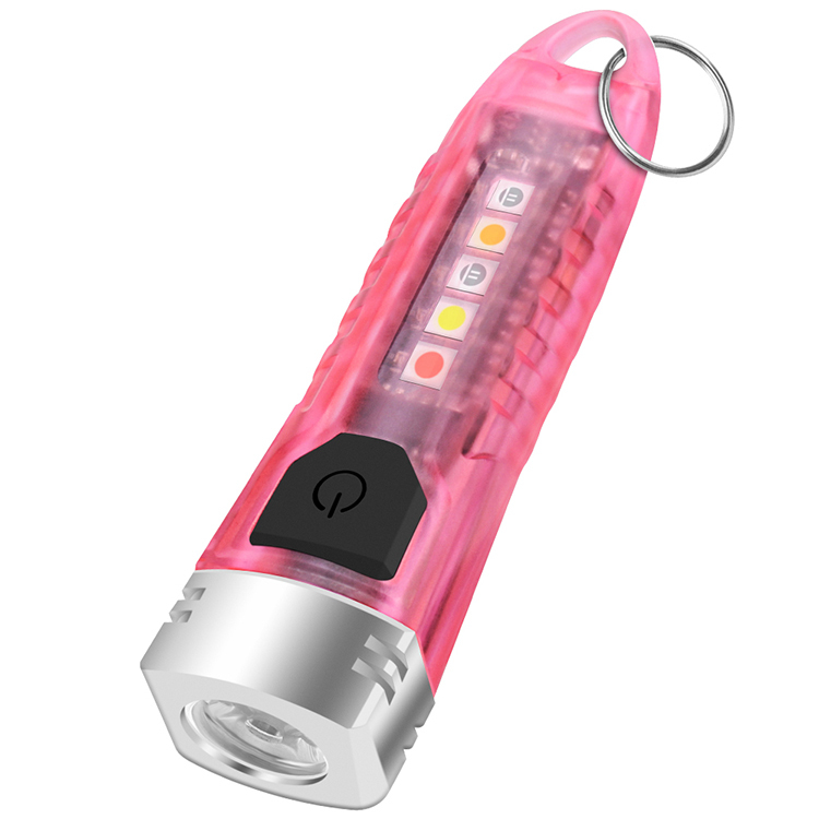 BORUiT EDC Keychain Flashlight V3 Pink Portable USB C Torch Light Cute Defensive Handheld Lantern