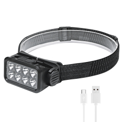 BORUiT 2023 New LED Headlamp 8 LED Sensor Function USB C Port Waterproof Headtorch for Hiking Camping