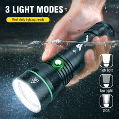 Boruit S3 professional diving flashlight 3000lumens Scuba Diving Torch Aluminum Alloy Diving Torch 110M diving depth Led Flashlight