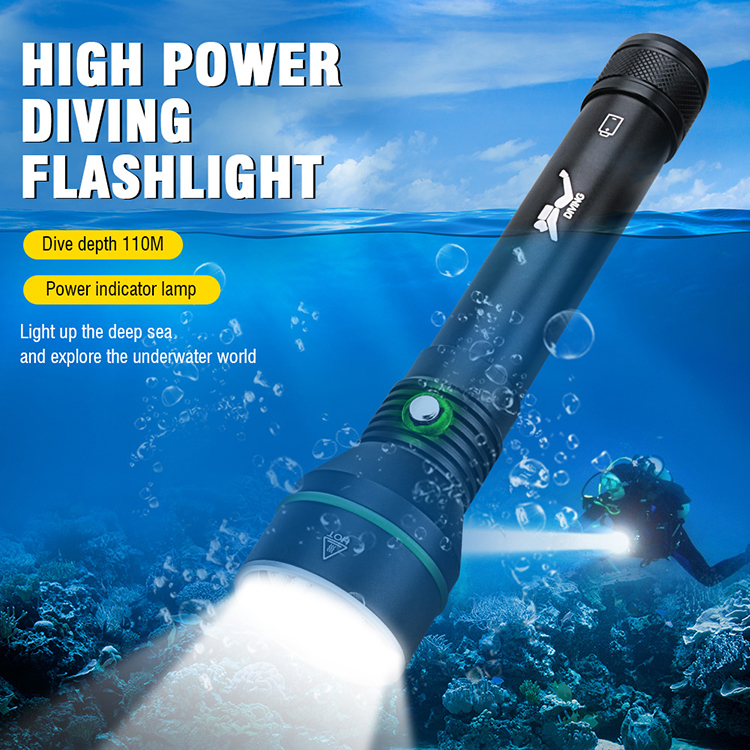 Boruit S5 professional diving flashlight underwater 5000 lumens 110m Long Range Led Scuba Diving Torch Flashlight