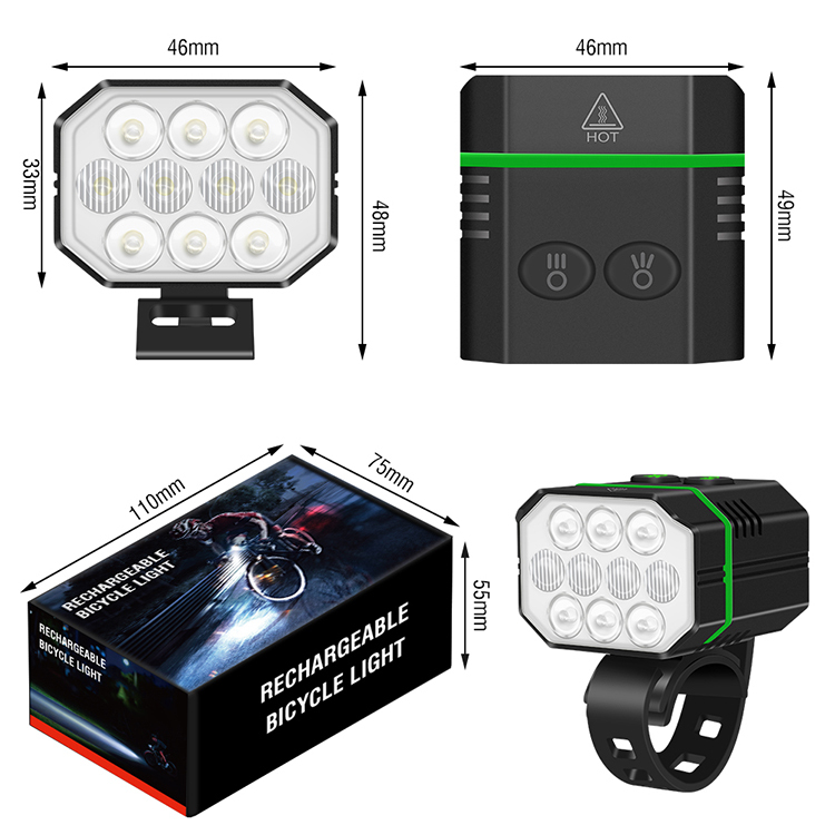 BORUiT L7 10000lm Super High Power Bicycle Light Far Near Dual Source Type C Bike Headlights