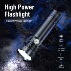 Boruit 2024 New Outdoor Mini Portable Five-Color Light IP67 Waterproof USB C Charging Flashlight with Two-way Clip