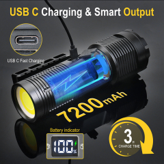 BORUiT 2024 Super Bright Light 3400 Luminens Rechargeable Flashlights Mini High Power Led Torch with Power Bank Functions