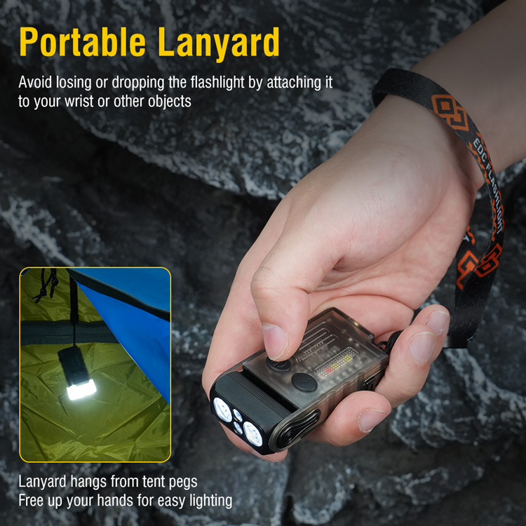 BORUIT V20 Small Keychain Flashlight 180 Degree Head Swivels USB C Rechargeable IP67 Waterproof Flashlight with Tail Magnet,Clip