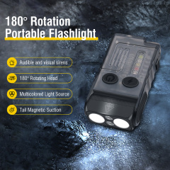 BORUIT V20-1 Small Powerful Flashlight 180 Degree Head Swivels Rechargeable Flashlight with 365 UV Light Magnetic Beeping Clip