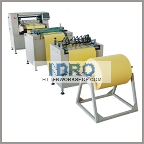 Dust filter cartridge pleating machine/line