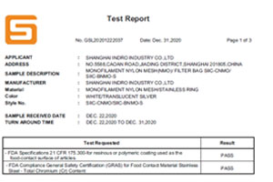 INDRO FILTER BAG FDA TESTING REPORT DOWNLOAD