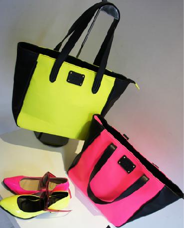 VIP$10.93 H1495 MANGO Candy pastels Neon Fluorescence color Bicolor Tote Bag Shoulder Bag